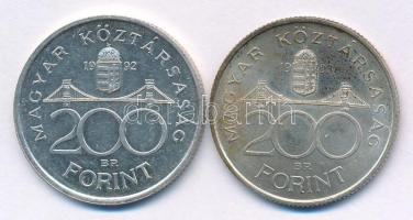 1992-1993. 200Ft "MNB" Ag (2xklf) T:AU patina Adamo F13