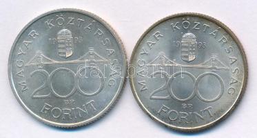 1993. 200Ft "MNB" Ag (2xklf) T:AU patina Adamo F13