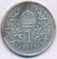 Ausztria 1913. 1K Ag "Ferenc József" T:AU,XF patina Austria 1913. 1 Corona Ag "Franz ...
