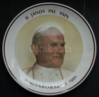 1991 II. János Pál Pápás Herendi porcelán falitányér szép állapotban és ~28cm-es átmérővel