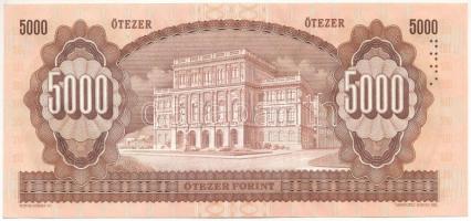 1993. 5000Ft "J 88118093" nyomdahibás bankjegy: UV alatt a sorszám nem világít, enyhén hal...