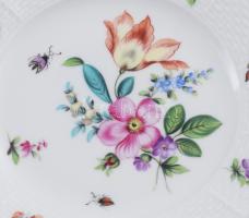 Herendi 2 darab Bouquet de Saxe mintás desszertes tálka. 1949 körül, jelzett, egyik rovarábrázolások...