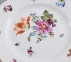 Herendi 4 darab Bouquet de Saxe mintás desszertes tálka. 1909. Háncsnyomott peremrésszel, jelzett, 2...