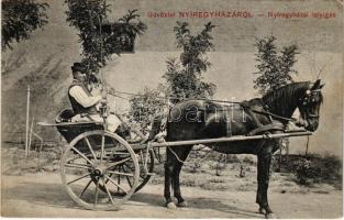 1910 Nyíregyháza, Nyíregyházai talyigás, taligás, magyar folklór. Borbély Sámuel kiadása (fl)