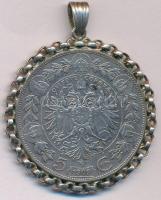 Ausztria 1909. 5K Ag "Ferenc József" medállá alakítva díszes foglalatban T:XF 
Austria 19...