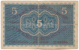 Csehszlovákia 1919. 5K "0052" T:F,VG 
Czechoslovakia 1919. 5 Korun "0052" C:F,V...
