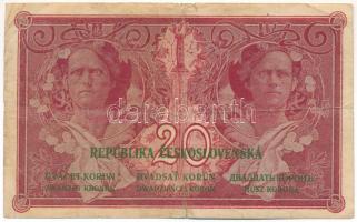 Csehszlovákia 1919. 20K "P070 229544" T:F ly., szakadás Czechoslovakia 1919. 20 Korun &quo...