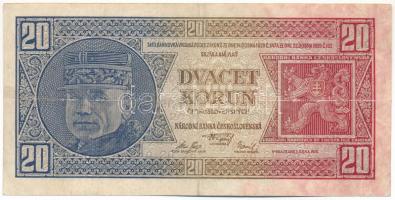 Csehszlovákia 1926. 20K "Ze 221965" T:F 
Czechoslovakia 1926. 20 Korun "Ze 221965&qu...