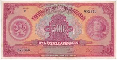 Csehszlovákia 1929. 500K "SPECIMEN" perforációval "C 672345" T:F Czechoslovakia 1929. 500 Korun perforated "SPECIMEN" "C 672345" C:F Krause 24.s