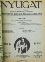 1921 A Nyugat XIV: évf. 8. és 12. szám. egybe kötve félvászon védőkötésben