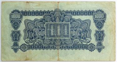 Csehszlovákia 1944. 1000K "AA 425270" T:F,VG 
Czechoslovakia 1944. 1000 Korun "AA 42...