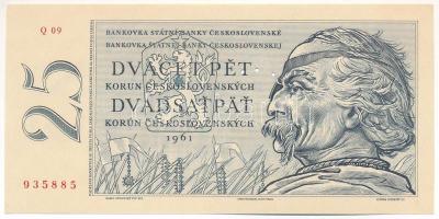 Csehszlovákia 1961 (1962). 25K "Q" sorozatjel, három lyukkal perforált minta T:UNC  Czechoslovakia 1961 (1962). 25 Korun "Q" series, specimen perforated with three holes C:UNC  Krause 89.s