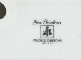 Orchid Designs angol porcelán asztali óra, kézzel festett mintával, kvarc szerkezettel. Jelzett, kis...