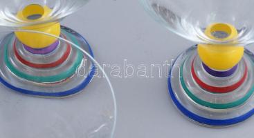 Anne Nilsson (1953-) 4 darab "Clown" coctail pohár. Festett üveg, kis kopással, jelzés nél...