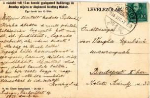 1934 Miskolc, 10-es Honvéd szobor. A miskolci volt 10-es honvéd gyalogezred Hadiözvegy és Árvaalap c...