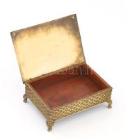 Antik réz fabetétes ékszeres doboz, 16x11 cm