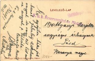 Miskolc, Rudolf laktanya. Berger és Freireich kiadása + "K.u.k. Reservespital in Miskolc"