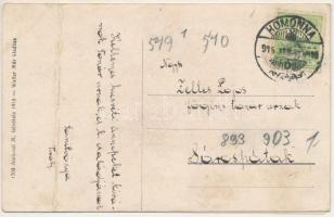 1916 Homonna, Homenau, Humenné; Fő tér romokban az oroszok betörése után, Friedmann Markus üzlete, a...