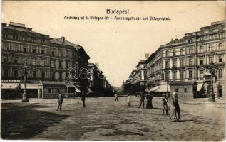 1911 Budapest VI. Andrássy út és Oktogon tér, kávéház, földalatti vasúti megállóhely (EK)