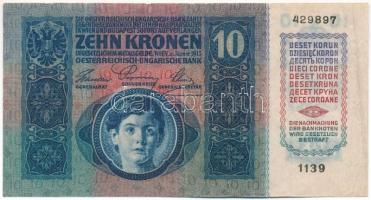 Csehszlovákia 1915. 10K "1139 429897" csehszlovák 10h bélyeggel felülbélyegezve T:F szép p...