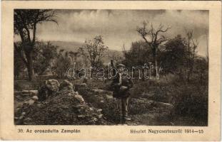 Nagycsertész, Certizné; Az oroszdúlta Zemplén 30., 1914-15. Varga Bertalan kiadása / WWI military ruins after the Russian attack (fl)