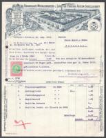 1912 Bp., 2 db német nyelvű fejléces számla: J. Schreiber & Neffen Glashüttenwerke, 2f okmánybél...