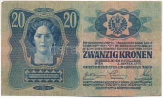 Csehszlovákia 1913. 20K "2273 916365" csehszlovák 20h bélyeggel felülbélyegezve T:F
Czech...