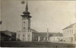 Mecenzéf, Alsó-Metzenzéf, Alsómecenzéf, Metzenzéf, Nizny Medzev; Fő tér, Római katolikus templom, szobor, Éliás Rode üzlete, Nagy vendéglő / main square, church, monument, shops, restaurant. photo (fl)