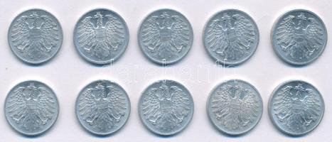 Ausztria 1950-1975. 2gr Al (10xklf) T:AU,XF
Austria 1950-1975. 2 Groschen Al (10xdiff) C:AU,XF