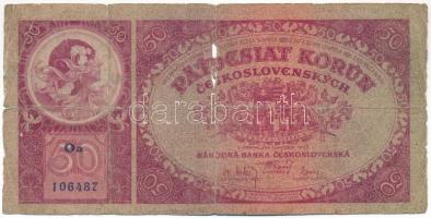 Csehszlovákia 1929. 50K "Oa 106487" T:VG  Czechoslovakia 1929. 50 Korun "Oa 106487" C:VG Krause 22.