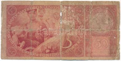 Csehszlovákia 1929. 50K "Oa 106487" T:VG 
Czechoslovakia 1929. 50 Korun "Oa 106487&q...