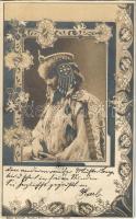 1900 Art Nouveau lady. Edgar Schmidt, Floral (vágott / cut)