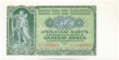 Csehszlovákia 1953. 50K három lyukkal perforált minta "KN 163954" T:UNC  Czechoslovakia 1953. 50 Korun specimen perforated with three holes, "KN 163954" C:UNC  Krause 85.s