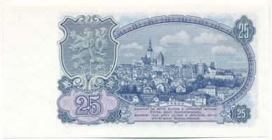 Csehszlovákia 1953. 25K három lyukkal perforált minta, "MN 018550", látványos nyomdai papí...