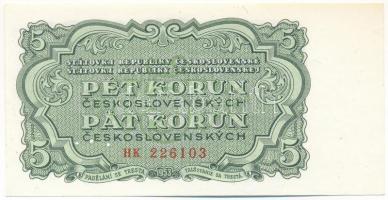 Csehszlovákia 1953. 5K három lyukkal perforált minta, "HK 226103" T:UNC  Czechoslovakia 1953. 5 Korun specimen perforated with three holes, "HK 226103" C:UNC Krause 80.s