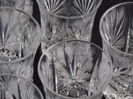 Ólomkristály röviditalos pohár készlet, gazdag csiszolással, 6 darab, m: 9 cm