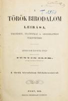 Fényes Elek: A török birodalom leírása, statistikai és geogrraphiai tekintetben. Legujabb kutfők után kidolgozta: --. A török birodalom földabroszával. Pest, 1854., Heckenast Gusztáv, IV+476 p. Korabeli kopott félvászon-kötésben, hiányzó térképpel (!), hiányzó hátsó szennylappal, az utolsó lap a kötése mentén sérült, nagyrészt kijár, névbejegyzésekkel.