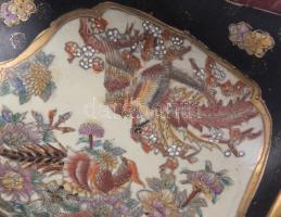 Terebess kerámia kínálótál, asztalközép kézzel festett jelzett hibátlan 32x 23 cm