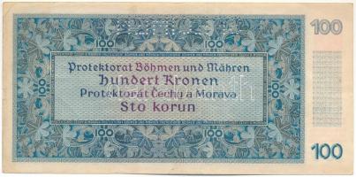 Német Harmadik Birodalom / Cseh-Morva Protektorátus 1940. 100K "SPECIMEN" perforációval, &...