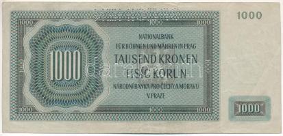 Német Harmadik Birodalom / Cseh-Morva Protektorátus 1942. 1000K "J 047574", "SPECIMEN...