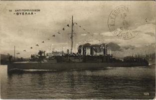 1914 Royal Hellenic Navy. Greek destroyer THYELLA (ragasztónyom / glue marks)