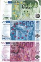 Németország DN 300E + 600E + 1000E erotikus fantázia bankjegy T:UNC Germany ND 300 Euro + 600 Euro + 1000 Euro erotic fantasy banknote C:UNC