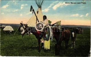 Crow Squaw and Pony, American Indian folklore (EK)