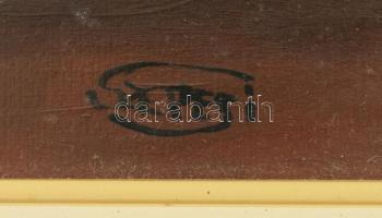 Szepesi Andor (1954-): Könyves csendélet. Olaj, farost. Jelezve jobbra lent. Hátoldalán autográf fel...