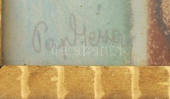 Pap Géza jelzéssel: Színes házak. Pasztell, papír. 23,5x30,5 cm. Üvegezett fakeretben