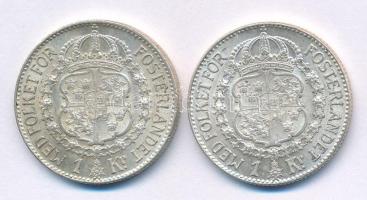 Svédország 1939-1940G 1Kr Ag "V. Gusztáv" (2x) T:XF Sweden 1939-1940G 1 Krona Ag "Gus...