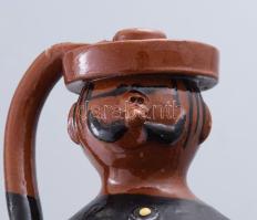 cca 1940, Férfi figurális pálinkás butykos. Jelzett, kis mázhibával, m: 24 cm