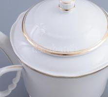 Zsolnay két személyes teás készlet, Fehér mázas, aranyozott. kis kopással, jelzett