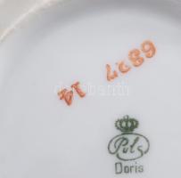 Cukordoboz, német art deco, kézzel festett, kopással 18x16 cm