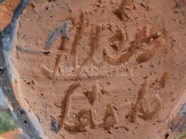 Illés László: Milticolor kaspó. Jelzett, 17x16x13 cm